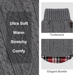 KYEESE Dog Sweater Soft Pullover Dog Sweaters for Medium Dogs Boy Warm Turtleneck Medium Dogs Sweater with Gingham Patchwork Comfy Pet Coat for Fall Winter Cold Weather