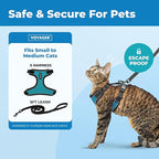 Voyager Escape Proof Cat Harness and Leash Set with Reflective Stitching, Neoprene Handle 5ft - Supports Small, Medium and Large Cats, Kittens for Walking by Best Pet Supplies - BT-Turquoise, S