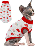 PUMYPOREITY Sphynx Cat Clothes: Stretchy Sweater, Soft Shirt, Pullover Pajamas, Turtleneck for Sphynx, Cornish Rex, Devon Rex Cats - Red, XL
