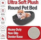 Majestic Pet 24 Inch Suede Calming Dog Bed Washable 24x19x7 (Inch) – Cozy Soft Round Donut Dog Bed with Spine Support for Dogs to Rest Their Head - Pet Bed Small – Gray (2025)