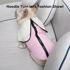 Fleece Lining Dog Hoodie with Harness Built in,Extra Warm Large Dog Jacket in Winter Doggie Coats with Hooded,Light Pink XXL