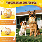 Size 2 Dog Soccer Ball with Straps Durable Training Ball for Pets Interactive Outdoor Dog Toy, Orange & Yellow, Eye-Catching Paw and Bones Design, for Small & Medium Puppie