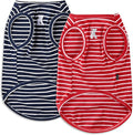 Koneseve Dog Shirt Vest Lightweight Stretchy Dog T-Shirts Soft Cool Sleeveless Stripe Vests Breathable Clothes for Puppy Kitty Cats Small Medium Large Dogs 2 Pack Red + Blue [ 4XL ]