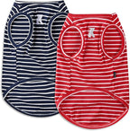 Koneseve Dog Vest Lightweight Stretchy Dog T-Shirts Soft Cool Sleeveless Stripe Vests Breathable Clothes for Puppy Kitty Cats Small Medium Large Dogs 2 Pack Red + Blue [ 6XL ]