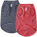 Koneseve Dog Shirt Vest Lightweight Stretchy Dog T-Shirts Soft Cool Sleeveless Stripe Vests Breathable Clothes for Puppy Kitty Cats Small Medium Large Dogs 2 Pack Red + Blue [L/Large]