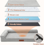 Orthopedic Dog Beds Large Sized Dog, Memory Foam Pet Bed for Medium and Large Dogs, Washable Removable Cover, Nonskid Bottom, Waterproof, 36x27x6 Inches, Light Grey