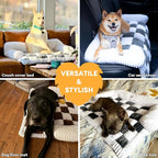 FUNNY FUZZY Pet Couch Covers for Sofa, Small Dog Couch Cover Bed Cozy Cream Plaid Washable Pet Mat for Furniture Protector Sofa Cover for Dogs Cats, Small, Black