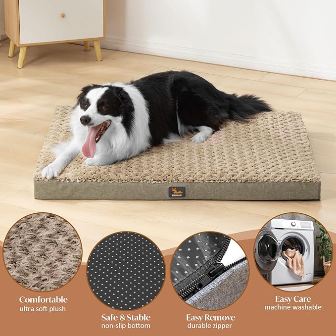 Dog Bed for XXXL Dogs up to 150 lbs with Orthopedic Foam Waterproof Cover Removable and Washable Cover Fluffy Dog Crate Bed with Non-Slip Bottom