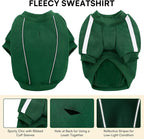 Queenmore Large Christmas Dog Sweater, Cozy Fleece Dog Sweatshirt, Warm Winter Fleece Jacket for Small, Medium & Large Dogs with Leash Hole/Reflective Stripes Green