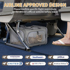 ‌Petsfit Airline Approved Pet Carrier for Small Cats, 15x8x10 TSA Approved Carrier, with Removable Dual-Sided Padding (2-Way Placement) - Fits Under Most Airplane Seats, Escape Proof (Grey)