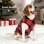 cyeollo 2 Pack 2XL Dog Sweater, Warm Fleece Doggy Vest Pullover Sweatshirt Dog Jacket Reflective Stretchy Pet Clothes Cold Weather Coats for Medium to Large Dogs Boy & Girl, Red & Buffalo Plaid XXL