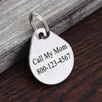 Ultra Joys Cat ID Tag Personalized Pet Tags, Durable Stainless Steel Small Pet Mini Dog Cat Tag Lightweight -Teardrop Tag in Silver