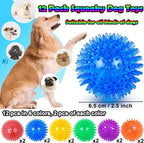 12 Pack Squeaky Dog Toys,2.5" Spiky Dog Balls,TPR Rubber Puppy Toys for Aggressive Chewers,Puppy Chew Toys Cleans Teeth and Gum Health,Squeaky Dog Balls for Small Medium Large Pet Dog Toys
