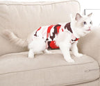 Cat Surgical Recovery Suit, Abdominal Wounds Cone E-Collar Alternative Anti-Licking Or Skin Diseases Pet Surgical Recovery Pajama Suit, Soft Fabric Onesies for Cats (S, Red)