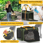 PAWZIDEA Expandable Pet Carrier with Wheels, 18"X11"X11" TSA Airline Approved Cat Carrier for 2 Cats Under Seat, Foldable Soft-Sided Dog Carrier for Small Dogs Rolling Travel Bag, Max Weight 18 lbs