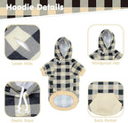 KOOLTAIL Plaid Dog Hoodie Pet Clothes Sweater with Hat and Pocket for Small Medium Large Size Dogs, Soft Winter Warm Dog Cold Weather Coat, Fleece Fall Dog Hooded Sweatshirt for Puppy Cats, Beige SM