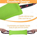 ToLanbbt Dog Tug Toy Bite Jute Pillow Pull Toy with 2 Strong Handles Perfect for Tug of War, Puppy Interactive Play, Tear Resistant Bite Training for Small Medium Large Dogs (Bright Green-Footprint)