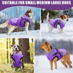 Mosucoirl Warm Dog Coats Pet Clothes, Waterproof Dogs Jacket Reflective Pet Outfits Winter Dog Cold Weather Coat Cozy Snow Jackets Vest for Small Medium Large Dogs Puppy Doggie (Purple, XL)