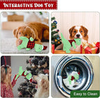 Christmas Dog Toys, Plush Stuffed Green Dinosaur Animals Toy, Squeaky Dog for Small Dogs, Interactive Dog Toys for Tug-of-War