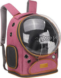 Pet Backpack Carrier, Portable and Ventilated, Oxford Cloth, Dog Cat Travel Bag with Transparent Cover 12.6", (Pink, 1 Pcs), Intended for Hiking/Camping/Traveling