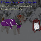 Dogcheer Dog Coat, Waterproof Dog Jacket Reflective Pet Winter Coat with Adjustable Hook & Loop, Christmas Puppy Fleece Jacket Warm Turtleneck Snowsuit for Small Medium Large Dogs - Purple, L