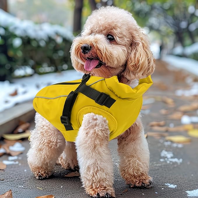 Dog Winter Coat Reflective Water-Resistant Jacket, Fleece Lined Windproof Puppy Coat with Back Zipper & D-Ring, Cold Weather Dog Coats for Small Medium Large Dogs (XL, Orange)