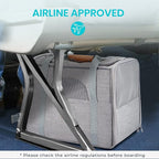 Morpilot Portable Cat Carrier - Soft Sided Cat Carrier for Medium Cats and Puppy up to 15lbs, Pet Carrier with Locking Safety Zippers, Foldable Bowl, Airline Approved Travel Dog Carrier - Light Gray