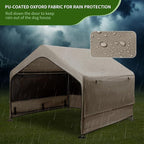 Summertrail Extra Large Dog House Outside, Dog Tent Outdoor, Big Dog Shade Shelter Doghouse Canopy with Three-Sided Mesh Windows, Sun Rain Cover for Pet Cat Livestock 4'x 4'x 3.3' Khaki