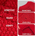 KYEESE Dog Christmas Sweater for Large Dogs with Leash Hole Warm Pullover with Reflective Yarn Male Thick Stretchy Knitwear Winter Soft Pet Coat boy Cold Weather Comfy Dog Sweaters,Red, XX-Large