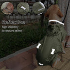 Waterproof Dog Raincoat, Adjustable Reflective Lightweight Pet Rain Clothes with Poncho Hood (Army Green, Medium)