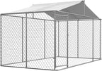 Outdoor Dog Enclosure,Heavy Duty Dog Kennel House Mesh Outside,Galvanized Chain Link Dog Run with Roof,Dog Cage Large Dogs,Dog Pen,Pet Kennel W/Waterproof Anti-UV Cover&Secure Lock for Large Dog