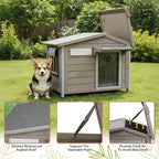 PetsCosset 30.1" L Large Dog House Outdoor & Indoor,Fir Wood Dog Kennel with Weatherproof Openable Asphalt Roof,Spacious Doghouse with Anti-Chewing Metal Edges for Small & Medium & Large Dogs,Grey