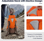 IECOii Coats for Dogs - Reflective, Adjustable & Windproof, Dachshund Jacket for Winter, Fall, and Spring, Waterproof & Cozy Fleece Lined Snow Vest with Easy-On Buckles, Orange, Size M