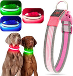 Light up Dog Collars- USB Rechargeable LED Dog Collar, Full Illuminated and Adjustable Dog Collar Light, Three Colors and Three Sizes for Small, Medium, Large Dogs (Medium, Pink-2)