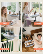 L&W BROS. Cat Desk Bed – Adjustable Desk Cat Hammock with 360° Rotating Arm, Dual-Sided Washable Cover, 35LB Capacity, 17"x14", Metal Frame
