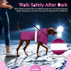 Weesiber Dog Raincoat - Reflective Dog Rain Jacket - Waterproof Dog Rain Coat - Adjustable Dog Poncho - Lightweight Dog Slicker for Dog Walking (Large, Pink)