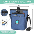 Dog Treat Pouch Magnetic Closure with Training Clicker，Hands-Free Design to Prevent Spills，Built in Poop Bag Dispenser，3 Ways To Wear，Metal Clip Waist Belt and Fanny Pack for Pet Walking（Blue）
