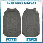 Mihachi Turtleneck Dog Sweater - Winter Coat Apparel Classic Cable Knit Clothes with Leash Hole for Cold Weather, Ideal Gift for Pet in New Year Smoky Gray Small/Medium