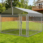 6.8x6.8ft Large Dog Kennel Outdoor, Heavy-Duty Outside Dog Kennel with Roof, Security Latch-Lock Door, Chain-Link Dog Enclosure Dog Run for Yard with Cover