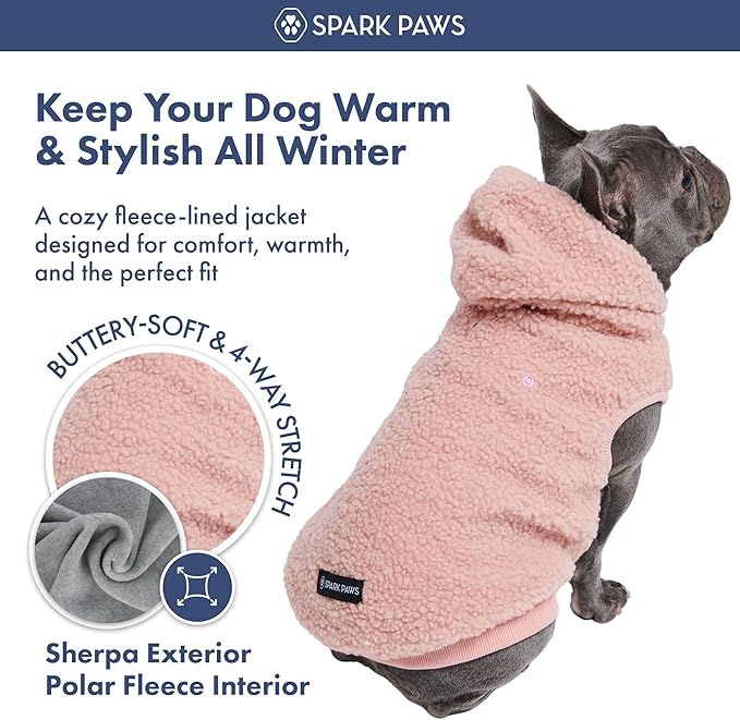 Spark Paws Teddy Dog Sweater, Sherpa Vest with Warm Fleece Lining, Winter Coat Suitable for Small Medium Large XL XXL Breeds - Pink - 4XL