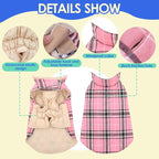 MIGOHI Winter Dog Jackets, Reversible Plaid Coats, Windproof, Waterproof, Warm for Small to Large Dogs Vest, Pink, XL