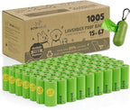 Lavender Scented Dog Poop Bags w/Dispenser, 80% PCR Eco-Friendly Materials, 9” x 13” Extra Thick Leak Proof Waste Bag for Pet, Doggy Bag Refill Rolls, Versatile Dog Waste Bags, 1005 Counts