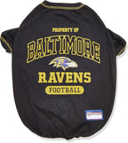 NFL Baltimore Ravens Dog T-shirt Large. - Licensed Shirt for Pets Team Colored with Team Logos- Premium Stretchable Materials for the comfort of your Dog & Cat