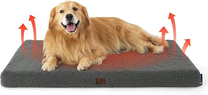Bedsure Self Warming Dog Beds Large Sized Dog - Extra-Large Puppy Bed with Removable Washable Cover, Orthopedic Egg Crate Foam Pet Mat, Suitable for Pet Up to 100 lbs