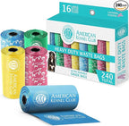 AKC Dog Poop Bags - Leak Proof Pet Waste Bags - 16 Refill Rolls - Lavender Scent - 240 Count (Puppy Print)