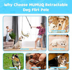 Flirt Pole for Dogs, Retractable Teasing Stick with Lure, Interactive Dog Toy for Outdoor Training Play Exercise, Flirt Stick for Puppy Small Medium Dogs