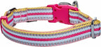 Blueberry Pet Safety Dog Collar with Dual D-Rings | 3M Reflective Multi-Colored Adjustable Collar in Pink and Pastel Blue | Soft Nylon Dog Collar for Active Small Dogs