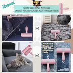 Pet Hair Remover Roller – Reusable Self-Cleaning Fur Removal Tool for Dogs & Cats – Ergonomic & Eco-Friendly Lint Roller for Couch, Carpet, Bed, Car Seat & More (Pink)