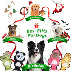 2-Pack Squeaky Dog Toys & Tough Tug of War Set - No Stuffing Chew-Resistant Plush Toys to Keep Them Busy, Best Birthday Gift for Small/Medium/Large Breeds (Dino & Gorilla)