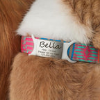 Anavia Slide On Silent Pet ID Tags, S/M/L/XL Personalized Multi-Color Silicone Band Cat Dog Name Tags, Customized Engraved Stainless Steel, Chew-Proof Quiet Dog Collar Tags (Medium, Pink)